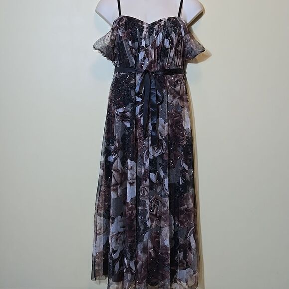 Lovely Grace Y2K Babydoll Maxi Dress XL Forest Fairy Whimsigoth Mesh Glitter - Picture 16 of 16